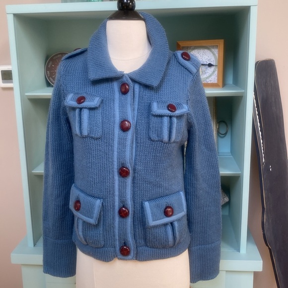 Marc Jacobs Wool Jacket with Woven Leather Buttons - Picture 9 of 12